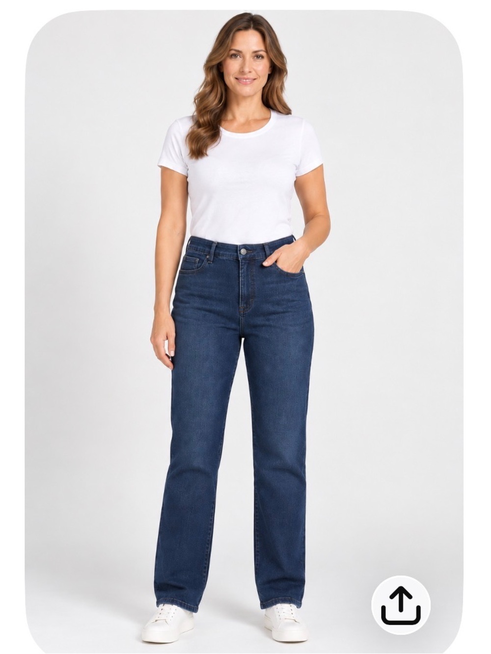 High-Rise Straight Leg Jeans in Dark Indigo
